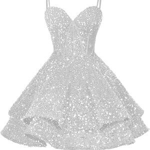 White Sequin Party Dress